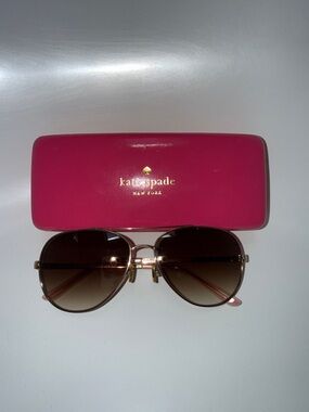 Kate Spade NY Brown Gradient Aviator Thin Metal Frame Sunglasses